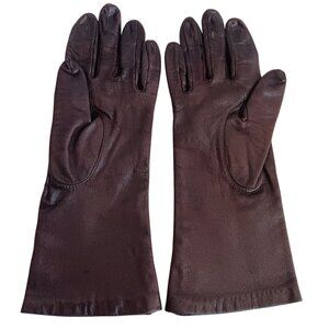 Women's Vintage Women's Gloves 6.5 ARIS Womens 100% Brown Kid Leather Lined